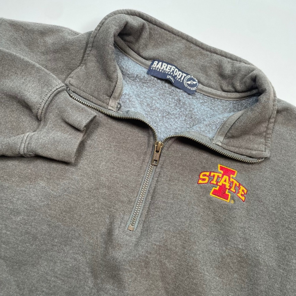 Barefoot Iowa State Cyclones Quarter Zip Pullover Sweatshirt Gray Mens Small